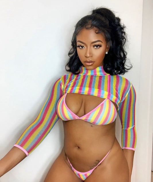 3 piece Fishnet Swimsuit